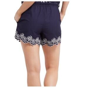 Draper James Womens navy blue cotton shorts, white floral hem Size XS